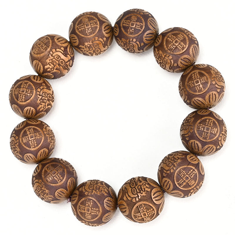 Six-way Wooden Buddha Beads Old Material Bracelet
