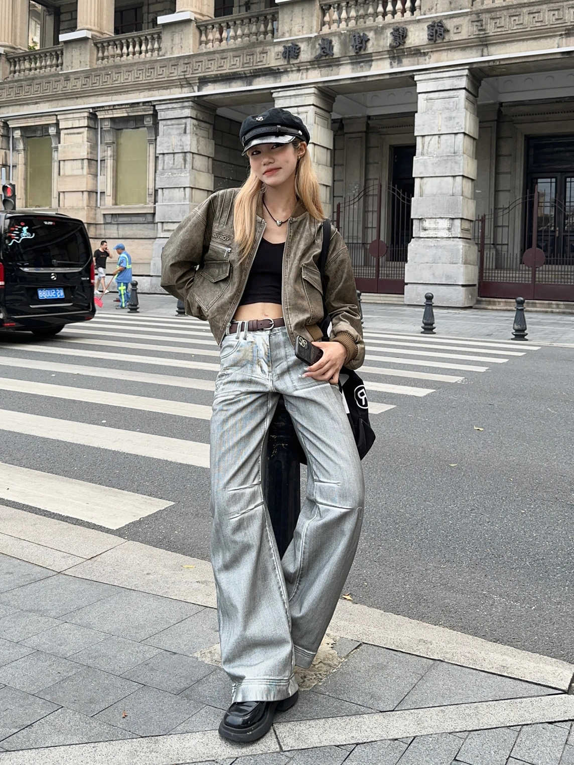 American Retro Rubbing Color To Make Old Straight Jeans