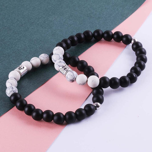 Black Agate White Turquoise Couple Bracelets