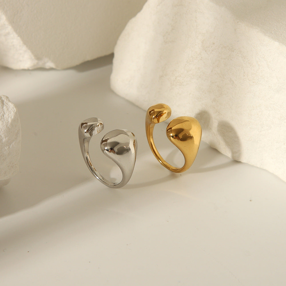 Stainless Steel Cast Women's Ring With Irregular Opening