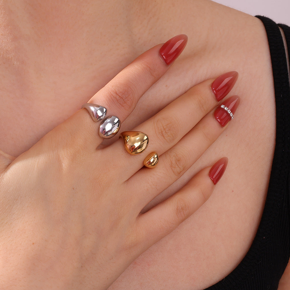 Stainless Steel Cast Women's Ring With Irregular Opening