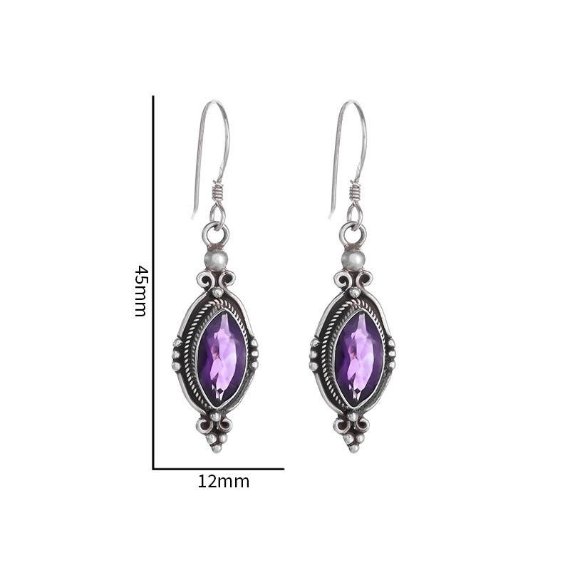Eco-friendly Alloy Earrings Inlaid With Amethyst For Women