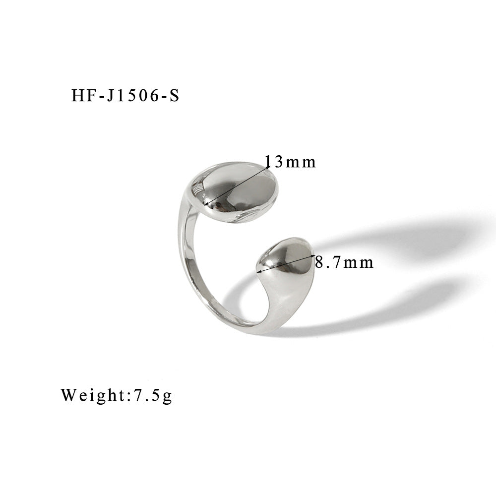 Stainless Steel Cast Women's Ring With Irregular Opening