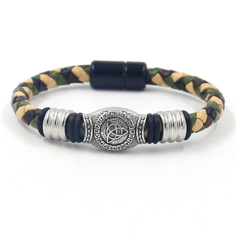 Alloy Magnetic Buckle Leather Rope Hand Weaving Bracelet