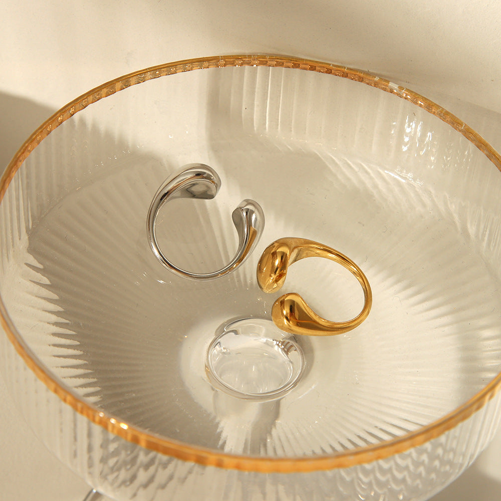 Stainless Steel Cast Women's Ring With Irregular Opening