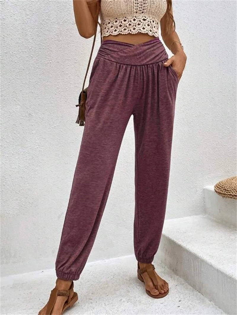 Casual Loose Pocket Ankle-tied Trousers