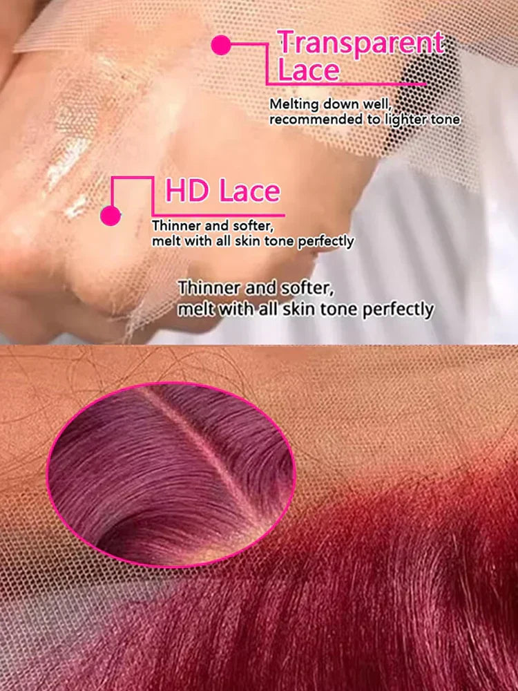 Body Wave Burgundy Human Hair Wigs