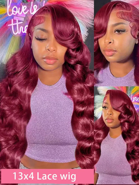 Body Wave Burgundy Human Hair Wigs