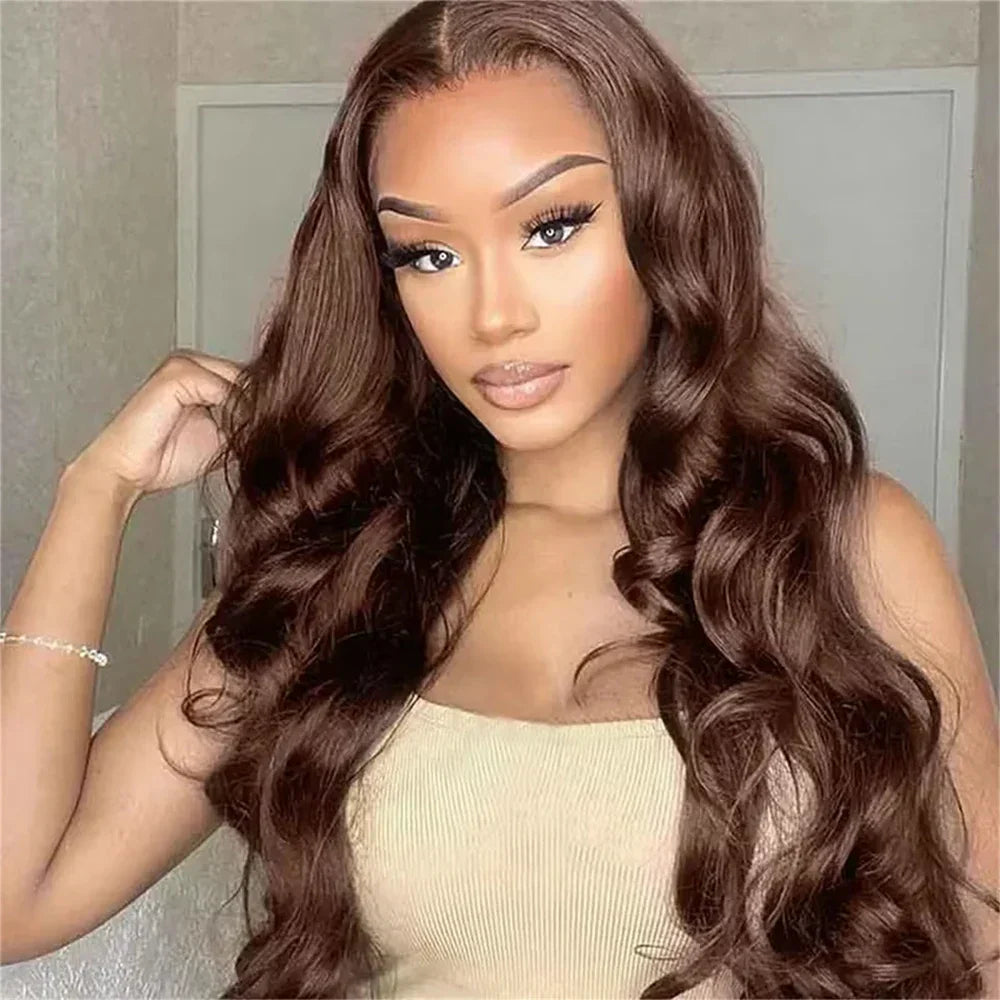 Chocolate Brown Body Wave Human Hair Wigs