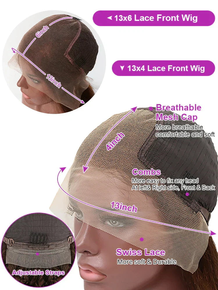 Chocolate Brown Deep Wave Lace Front Curly Wigs