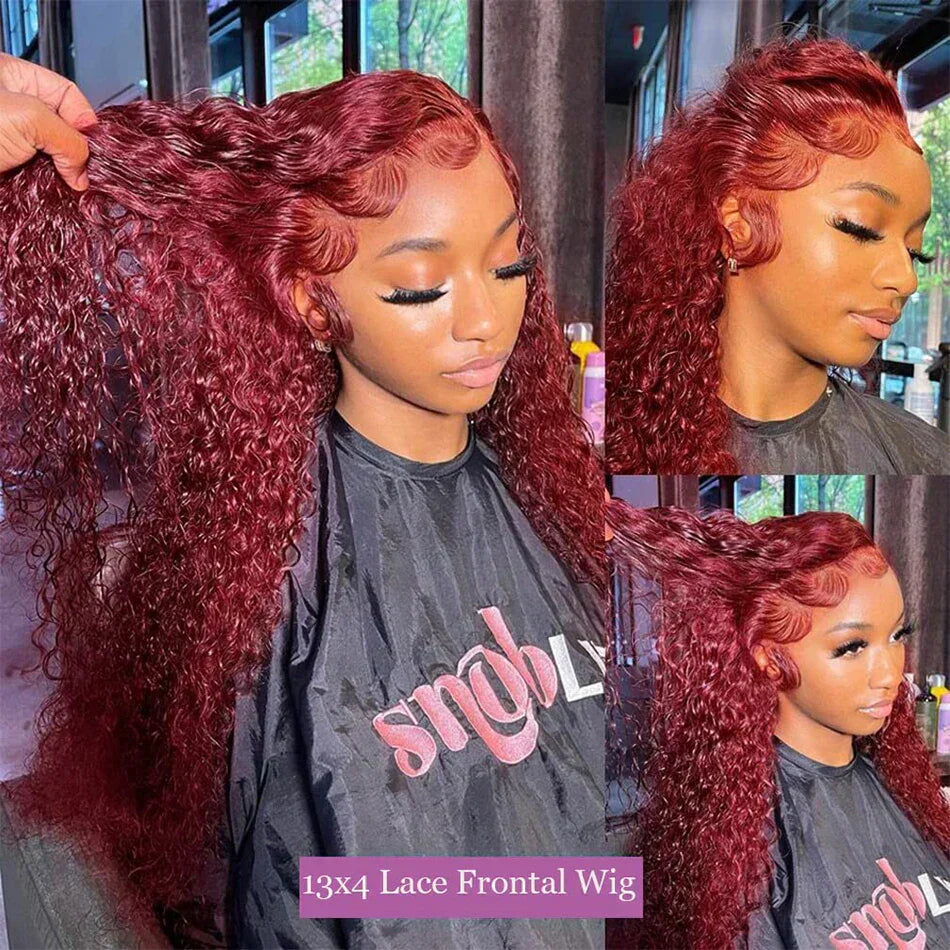 Red Curly Burgundy Hair Wig