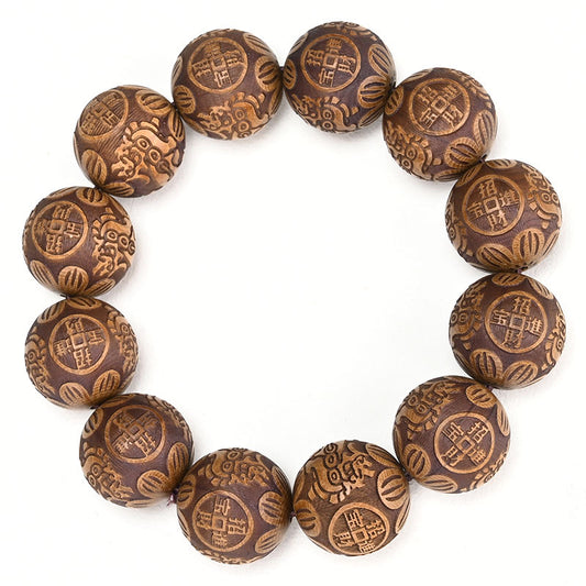 Six-way Wooden Buddha Beads Old Material Bracelet