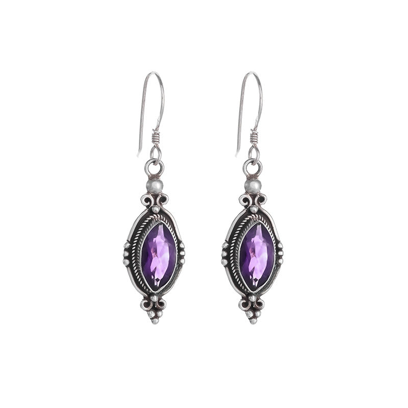 Eco-friendly Alloy Earrings Inlaid With Amethyst For Women