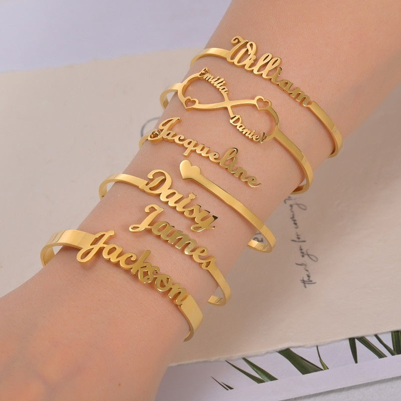Personalized Stainless Steel English Letter Bracelets