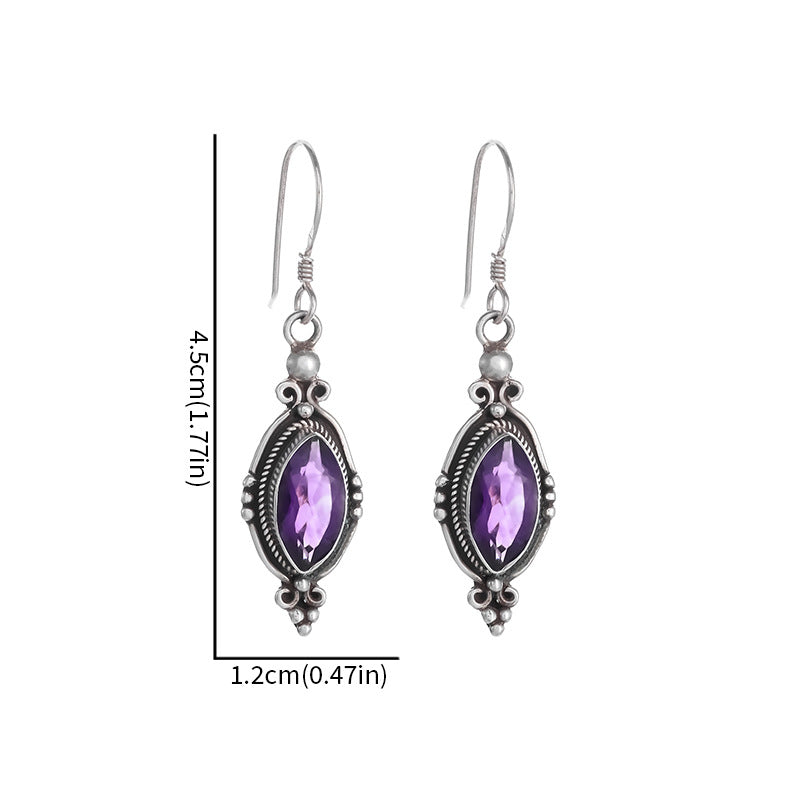 Eco-friendly Alloy Earrings Inlaid With Amethyst For Women